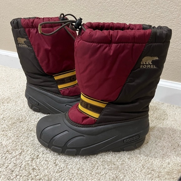 Sorel Youth Snow Winter Boots Kids Size 4 Maroon NY1799-228 Slip On Insulated, - Picture 1 of 15